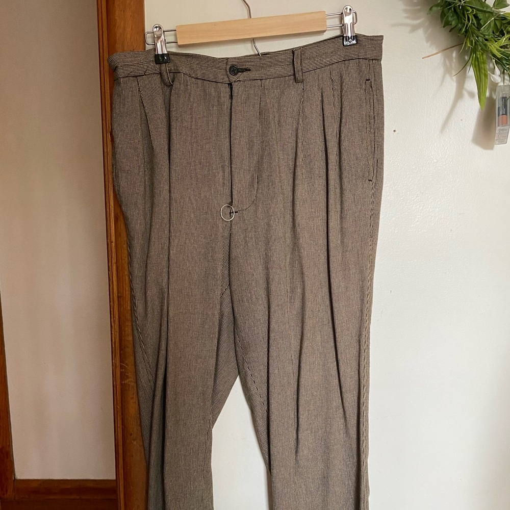 Vintage wide leg houndstooth pants, size 34 R
